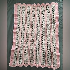 Pink and Gray Crotchet Blanket